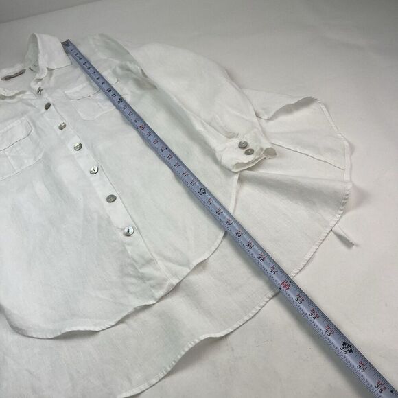 Soft Surroundings Linen Tunic Shirt Jacket M White Coastal Beach Minimalist - Picture 7 of 9
